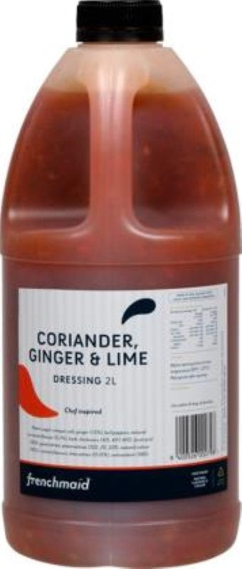 Oil-free Dressing Coriander Ginger & Lime by Frenchmaid in a 2L pack, perfect for salads and marinades with vibrant flavors.