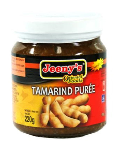 Puree Tamarind by Jeenys: 220g pack of tangy, versatile puree ideal for enhancing South East Asian dishes and drinks.