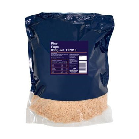 Crispy Rice Pops - Smart Choice in an 800G pack, a nutritious and versatile breakfast cereal with malt flavor.