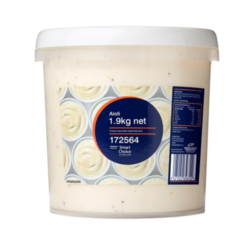 Creamy garlic aioli in a 2KG pack, perfect for enhancing meals and made in New Zealand with local ingredients.