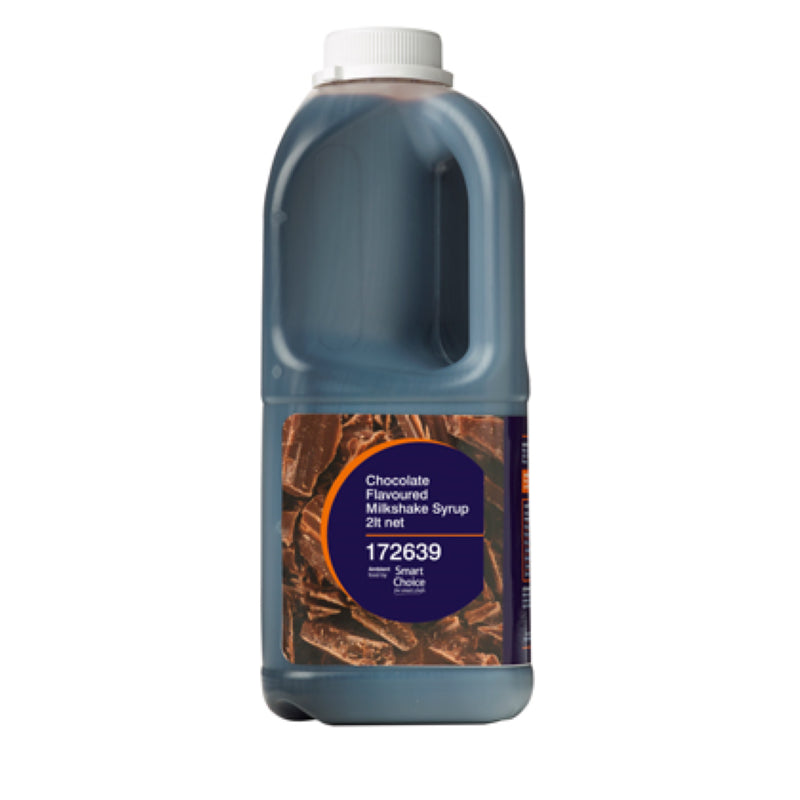 Rich chocolate syrup in a 2L bottle, perfect for creating delicious milkshakes and enhancing beverages.