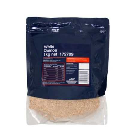 Organic White Quinoa 1KG pack, a nutritious choice for healthy meals and recipes.