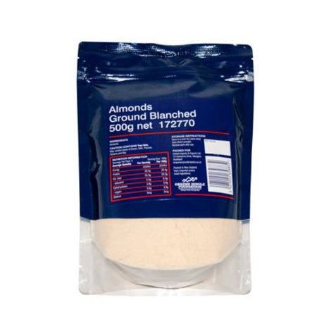 500g pack of Almond Blanched Ground by Smart Choice, ideal for baking, cooking, and enhancing smoothies with nutty flavor.