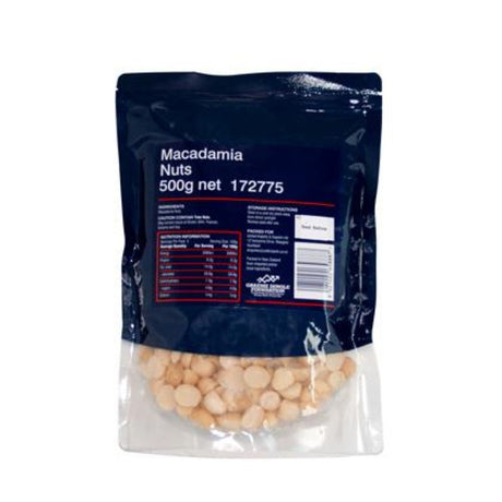 Premium 500g Macadamia Nuts from Smart Choice, offering creamy texture and essential nutrients for a healthy snack.