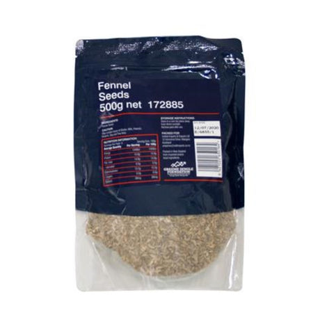 Whole fennel seeds in a 500g pack by Smart Choice, ideal for cooking and promoting digestive health.