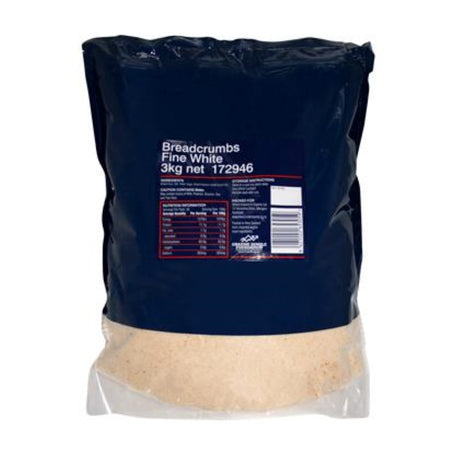 Premium 3KG white fine breadcrumbs for enhancing texture and crunch in frying and baking dishes. Ideal for home and professional use.