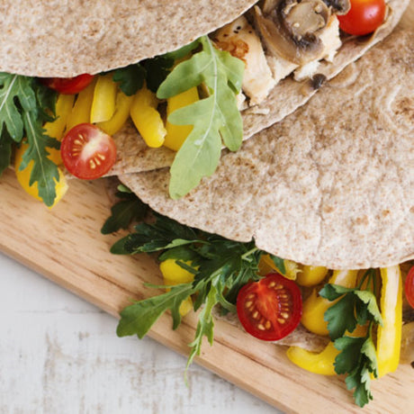 Soft, flexible 10-inch wholemeal wraps from Las Tapas, perfect for healthy meals and custom filling options.