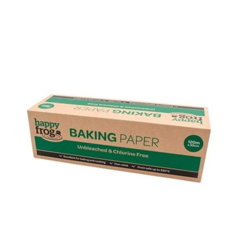 Unbleached natural brown baking paper, 30cm x 120m, non-stick, eco-friendly, perfect for baking and roasting.