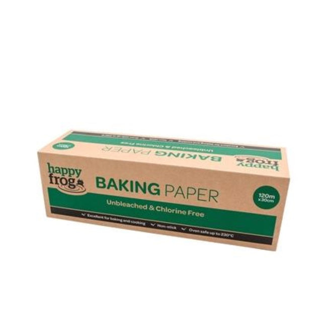 Unbleached natural brown baking paper, 30cm x 120m, non-stick, eco-friendly, perfect for baking and roasting.