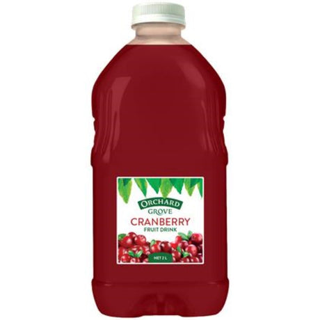 Refreshing 2L Orchard Grove Cranberry Fruit Drink, packed with antioxidants and natural flavors from premium New Zealand cranberries.