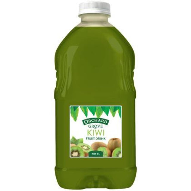 Refreshing 2L Orchard Grove Kiwifruit Juice from New Zealand, bursting with sweetness, tanginess, and vitamins.