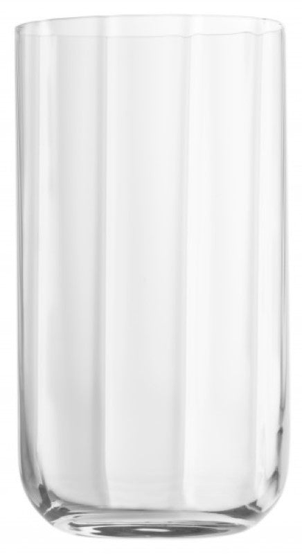 Set of 4 Luigi Bormioli Jazz Long Drink tumblers featuring Art Deco design, made from ultra-clear, durable SON.hyx glass.