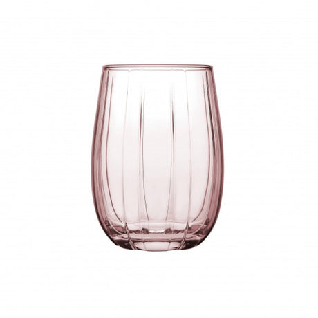 Set of 6 Pasabahce Linka Old Fashioned glasses in pink, showcasing a sleek design for cocktails and elegant dining.