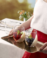 Set of 6 Pasabahce amber stemless wine glasses, 350ml, stylish design for all beverages, durable and dishwasher safe.