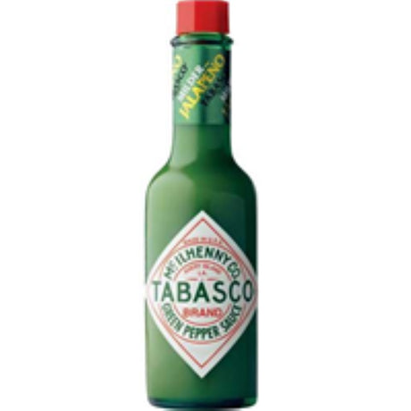 Vibrant 60ML Tabasco Green Pepper Sauce enhances Mexican dishes with authentic jalapeño flavor and zesty spice.