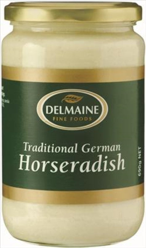 Delmaine Sauce Horseradish 690g jar, bold and zesty condiment ideal for enhancing sauces, marinades, and dips.