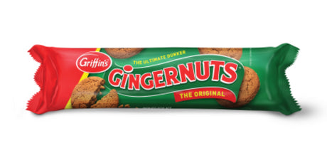 Crunchy Griffin's Gingernut Biscuits in a 250g pack, featuring a rich ginger flavor, perfect for tea or coffee pairings.