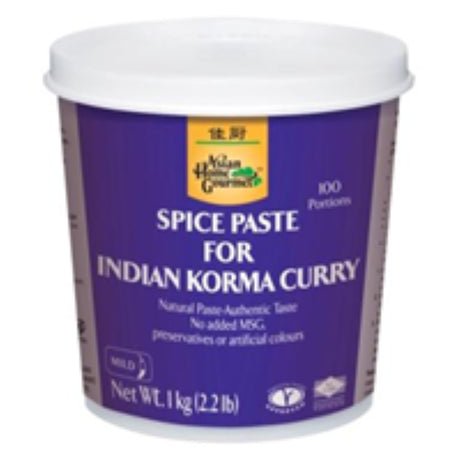 Korma curry paste by Asian Home Gourmet, 1KG pack, perfect for rich and authentic Indian dishes.