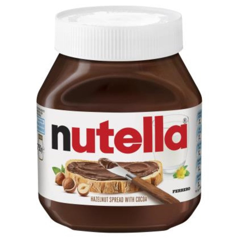 Nutella Hazelnut Chocolate Spread 750g jar, showcasing creamy hazelnut cocoa blend for spreading on various treats.