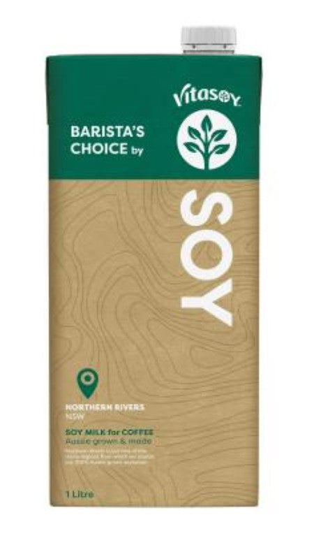 Vitasoy Milk Soy Barista's Choice 1L, a creamy plant-based alternative for coffee lovers, crafted from local Australian ingredients.