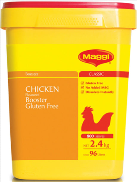 MAGGI CLASSIC Gluten-Free Chicken Flavoured Booster 2.4KG, perfect for enhancing stocks, soups, gravies, and more.