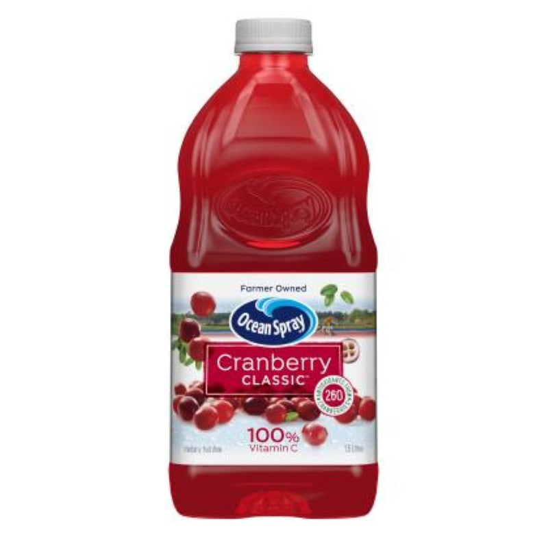 Ocean Spray Cranberry Classic Juice in a 1.5L PET bottle, rich in antioxidants and perfect for hydration and wellness.