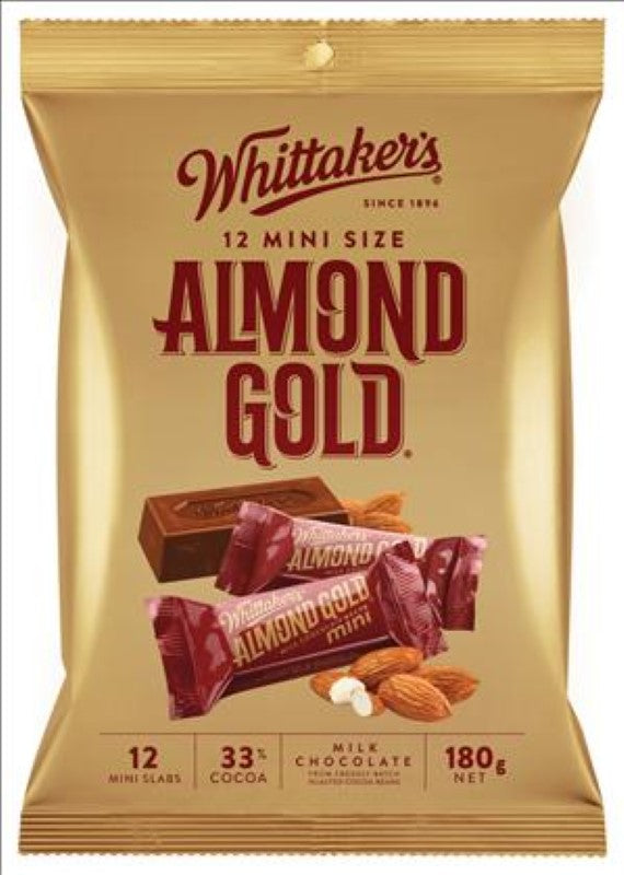 Chocolate Slab Almond Gold Mini - Whittaker's - 12PC