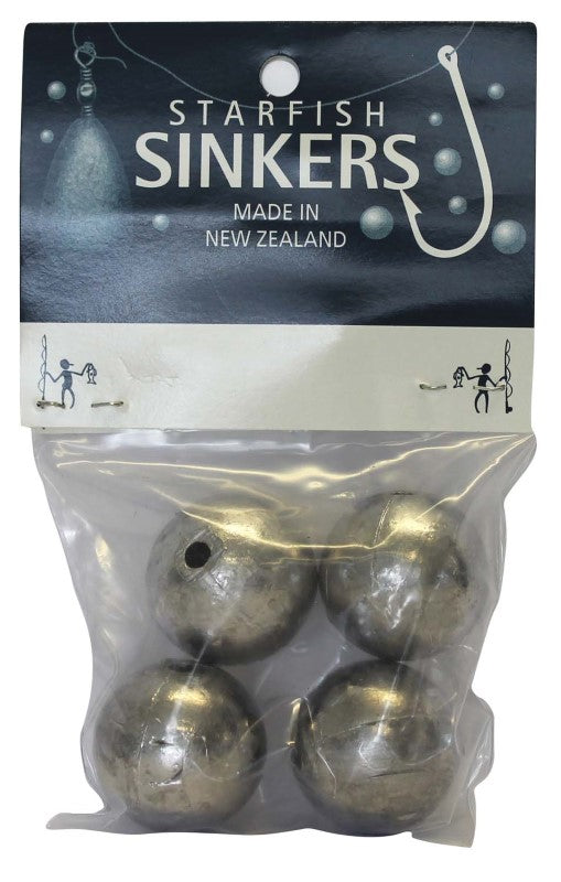 Starfish Ball Sinkers in 3oz packets (4 per pack) designed for effective fishing in freshwater and saltwater.