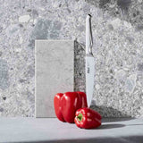 Furi Stone Knife Block Set featuring a chic Black and White Terrazzo design, includes 5 high-carbon stainless steel knives.