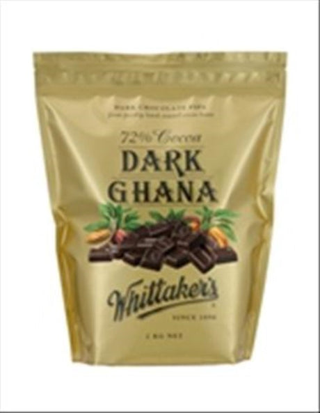 Rich 72% dark chocolate pips from Whittaker's, perfect for baking and snacking, in a 2KG pack.