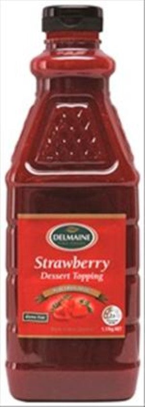 Delmaine 1.17KG strawberry topping, perfect for enhancing desserts like ice cream, sundaes, and cakes. Sourced from New Zealand.