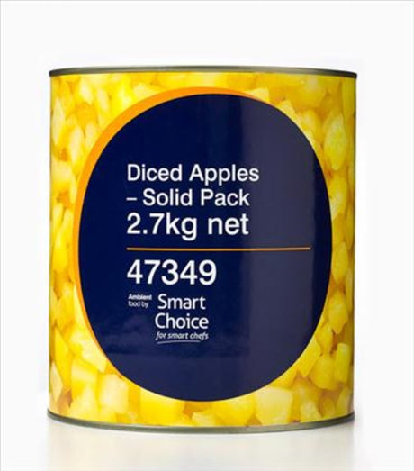 Diced apples in a 2.7 kg solid pack from Smart Choice, perfect for cooking, snacking, and baking with convenience.