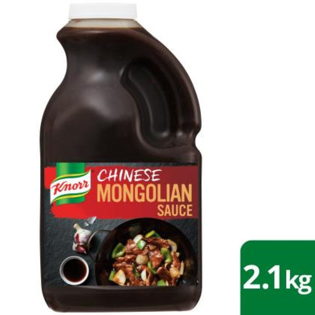 Knorr Chinese Mongolian Gluten-Free Sauce, 2.1KG, ideal for stir-fries and marinades with garlic and chili flavors.