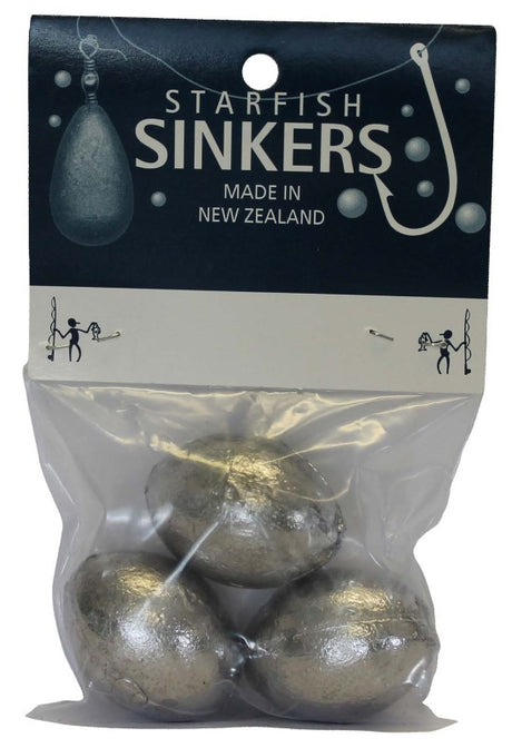 Pack of three 4oz Starfish egg sinkers, ideal for estuary fishing, designed for stability and smooth presentations.