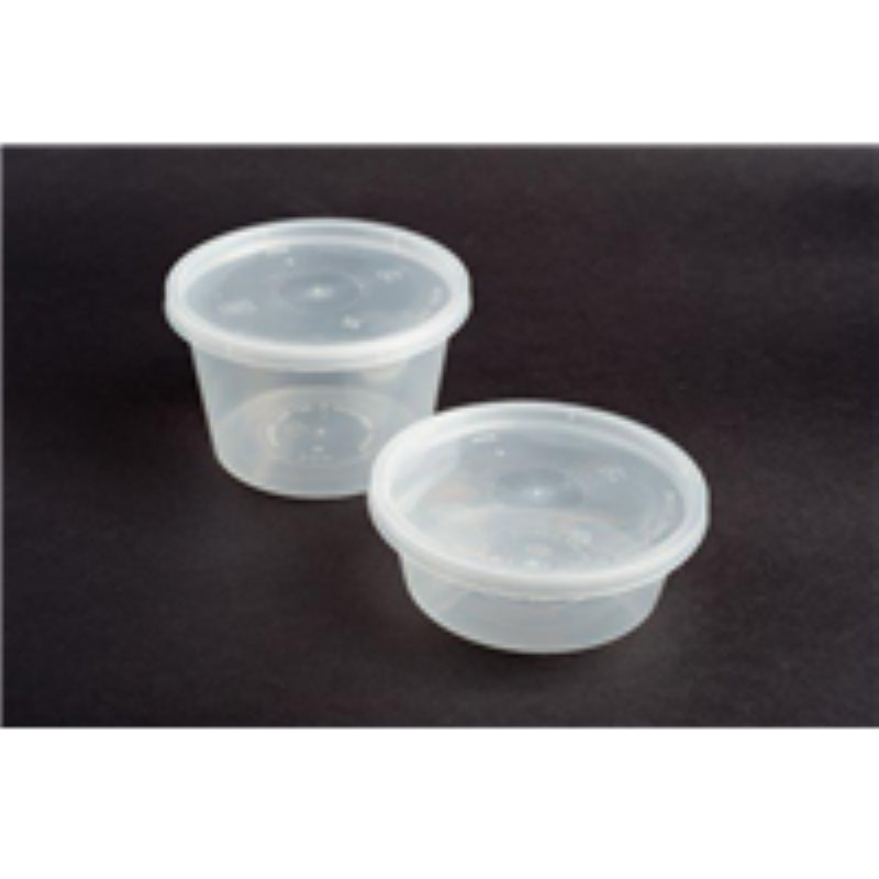 Unichef round container lid (250-750ml) in a pack of 50PC, durable, microwave safe, and fits multiple container sizes.