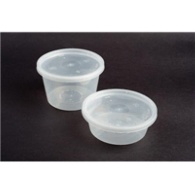 Unichef round container lid (250-750ml) in a pack of 50PC, durable, microwave safe, and fits multiple container sizes.
