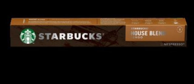 Starbucks Coffee House Blend Lungo 10PC pack showcasing rich Latin American flavors with nutty and cocoa notes.