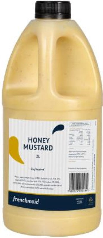 Premium Frenchmaid Dressing Honey Mustard in a 2L bottle, blending tangy mustard with sweet honey for gourmet dishes.