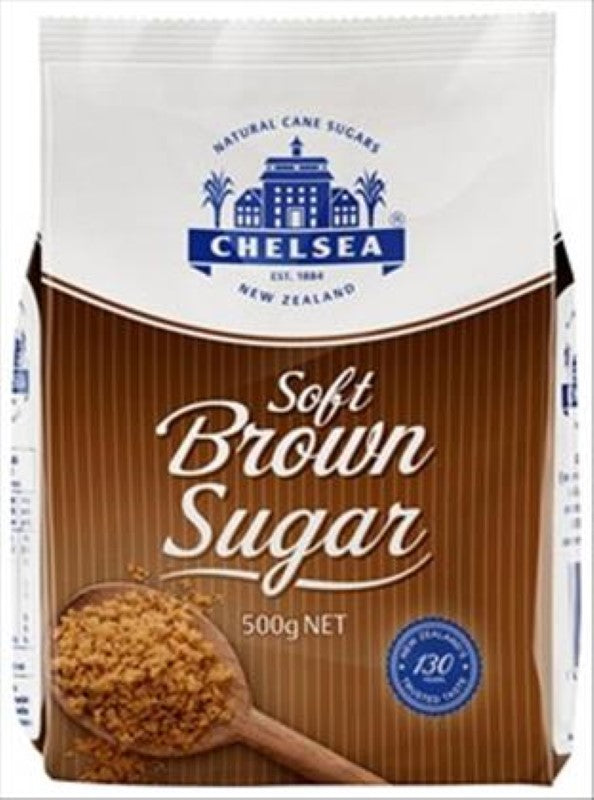 Premium 500g Chelsea brown sugar, fine and moist, perfect for enhancing sweet and savory dishes with rich caramel flavor.