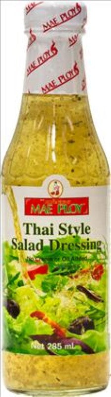 Authentic 285ML Thai dressing from Mae Ploy, blending sweet and spicy flavors for salads and stir-fries.