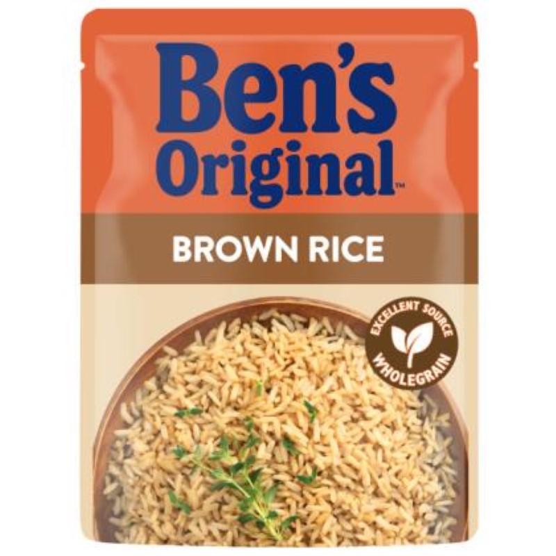 A 250G pack of Ben's Original Rice Express Brown, nutritious and quick-cooking brown rice perfect for healthy meals.