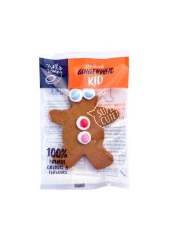 Biscuit Gingerkid 21g single sleeve featuring adorable gingerbread kids, natural ingredients, perfect for snacks or gifts.