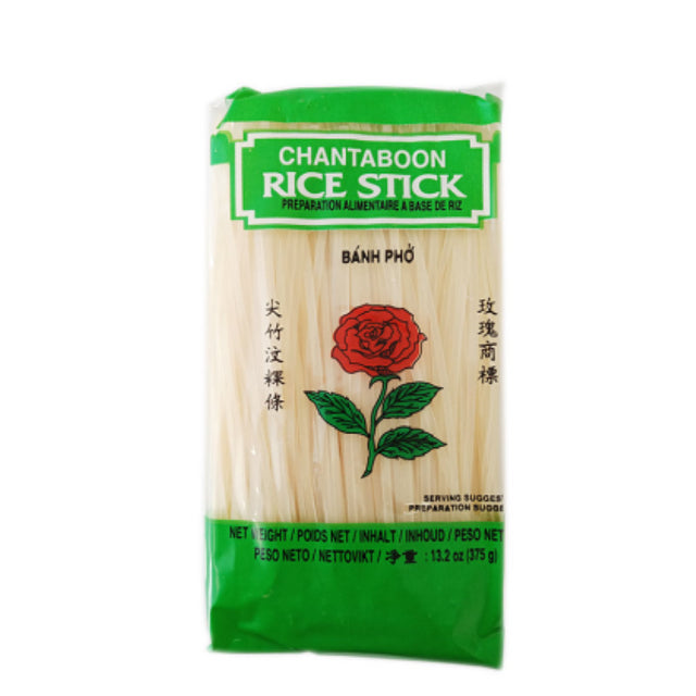 Noodle Rice Sticks 3mm in Rose flavor, 375g pack, perfect for stir-fries and soups, made with premium ingredients.