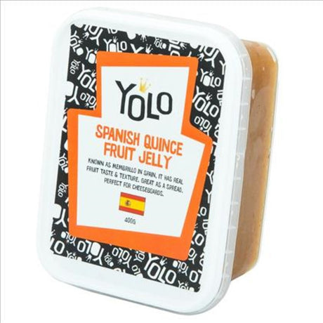 YOLO Spanish Quince Fruit Jelly in a 400g jar, a deliciously sweet spread ideal for cheese boards and gourmet dishes.