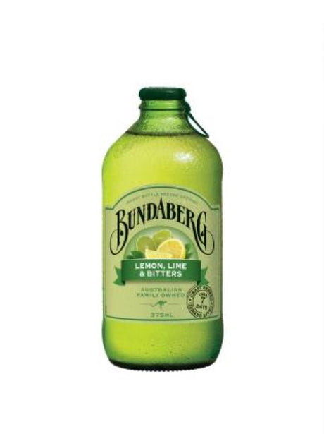 Bundaberg Lemon Lime Bitters 12-pack, 375ml bottles of zesty citrus and botanical flavors from Australia.