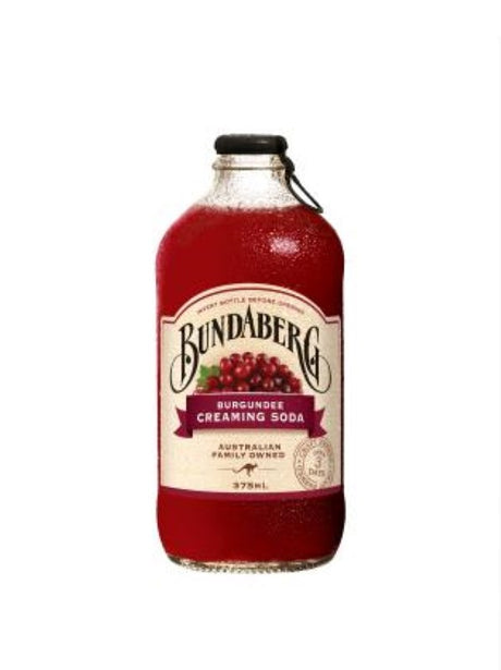 Pack of 12 Bundaberg Creaming Soda bottles, each 375ml, showcasing classic Australian bubbly goodness.