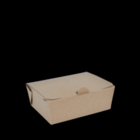 Eco-friendly brown takeaway boxes, 125x95x49mm, durable, leak-proof, single clasp lids, perfect for various takeaway foods.