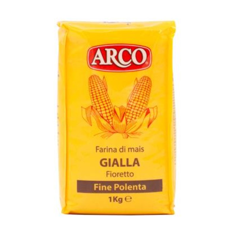 ARCO Polenta Fine 1KG pack, finely-ground Italian cornmeal for creamy dishes and savory casseroles.