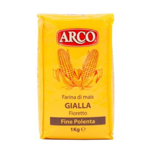 ARCO Polenta Fine 1KG pack, finely-ground Italian cornmeal for creamy dishes and savory casseroles.