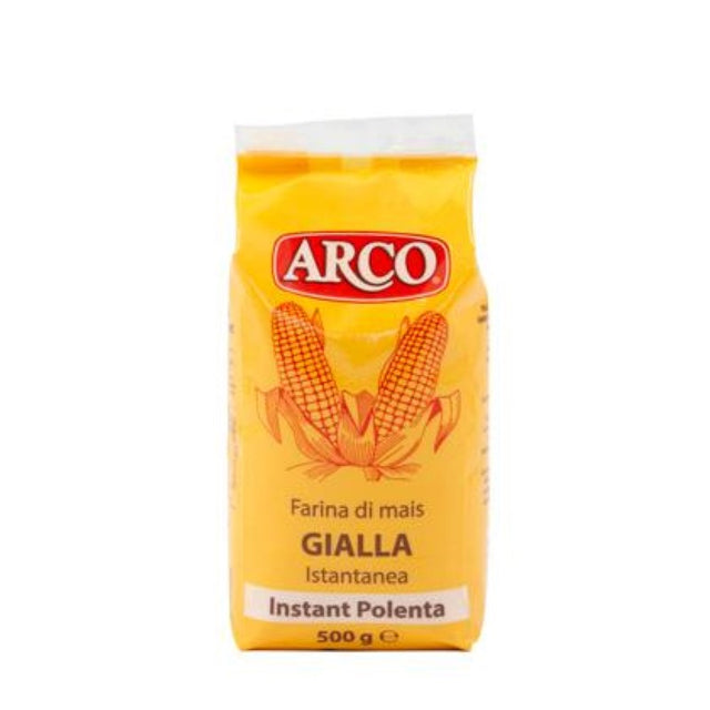 ARCO Instant Polenta 500g pack, traditional Italian gluten-free staple made from finely ground maize for quick meal solutions.